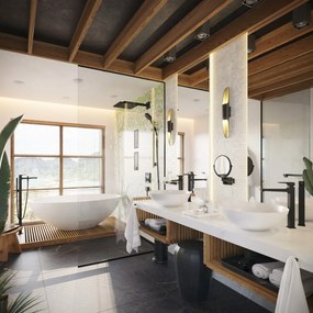 Hansgrohe AddStoris, kozmetické zrkadlo Ø188 mm, čierna matná, HAN-41791670