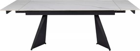 Jedálenský rozkladací stôl Laconi 160/220 cm keramika biely mramor/čierny