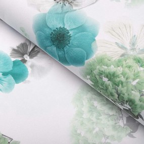 Biante Teflónový štvorcový obrus TF-044 Tyrkysové ruže na bielom 50x50 cm