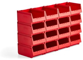Plastové boxy AJ 9000, séria-67, 300x230x150 mm, 16 ks, červená