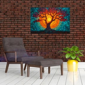 Obraz - Strom života a slnko v mozaike (90x60 cm)