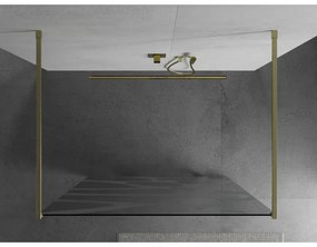 Mexen Kioto, sprchová zástena Walk-In 140 x 200 cm, 8mm číre sklo biely vzor, zlatý matný profil, 800-140-002-55-97