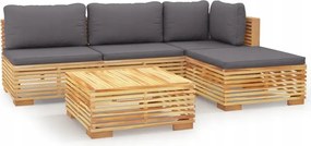 vidaXL 5-dielna sedacia súprava do záhrady, vankúše, teakové drevo