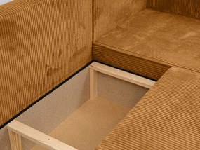 Horčicová rohová pohovka SMART COSARO, obojstranná + 2 vankúšiky ZDARMA