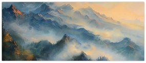 Obraz - Maľovaná horská krajina (120x50 cm)