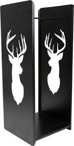 Kovový stojan na drevo Deer, 40x100 cm, čierna