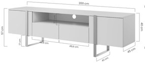 Stolík pod TV Verica 200 cm s otvorenou policou - charcoal / čierne nožičky