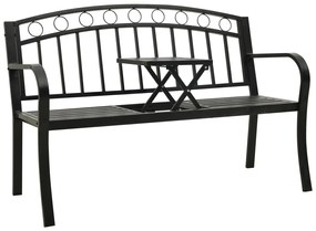Záhradná lavica so stolíkom čierna 120 cm oceľ 319584