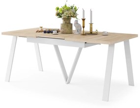 AVERY Dub Sonoma / biela spodná časť - LOFTOVÝ / PRIEMYSELNÝ STÔL DO OBÝVAČKY/ JEDÁLNE ROZKLADACÍ DO 330 cm!