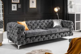 Dizajnová 3-miestna pohovka Barock Style šedá zamat 235cm