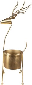 Zlatý antik dekoračný kvetináč v tvare jeleňa - 29*22*78 cm