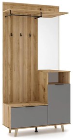 Predsieňová stena SVEN so zrkadlom, hnedá/grafit