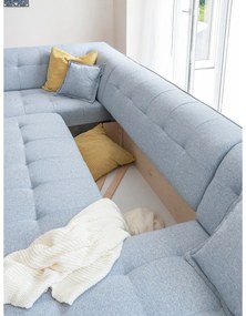 Svetlomodrá rozkladacia pohovka do "U" Miuform Dazzling Daisy, ľavý roh