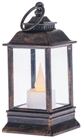 Lampáš s LED sviečkou Cremona bronzová, 6 x 13 cm