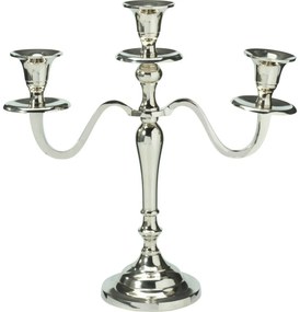 Kovový svietnik 3-ramenný 29x10x30 cm, farba strieborná, dekor 1