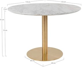 Okrúhly jedálenský stôl s doskou v dekore mramoru ø 110 cm Bolzano – House Nordic