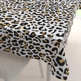 Biante Bavlnený obdĺžnikový obrus Sandra SA-409 Leopardí vzor na bielom 80x120 cm