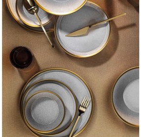 Jedálna súprava 16 ks, sivá/zlatá, porcelán