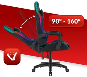 Herné kreslo HC-1000 Black LED RGB látkové