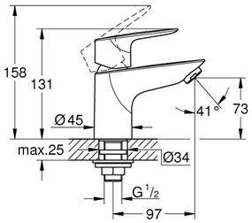 GROHE 32861001 - Stojanový ventil BAUEDGE 131 mm lesklý chróm