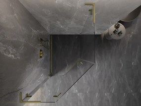 Mexen Lunar, L päťuholníkový sprchový kút naklápací doľava 80 x 90 cm, 8mm číre sklo, zlatý matný profil, 831L-080L-090P-55-00-L
