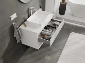 Mexen Rivel, kúpeľňová skrinka 90 cm, 2 zásuvky, drážkovaná, biela matná, 91A20-09047-2-BFF01