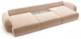 Béžová zamatová rozkladacia/s úložným priestorom rohová pohovka (do tvaru "U") Tonale – Cosmopolitan Design