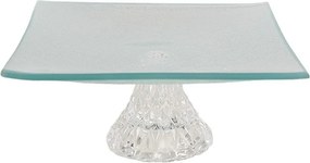 Transparentný sklenený servírovací podnos/ misa na nohe - 19*19*7 cm