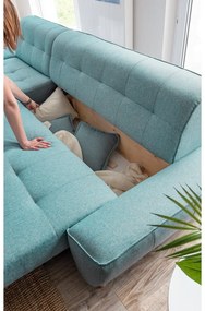 Tyrkysovomodrá rozkladacia rohová pohovka (variabilná) Dazzling Daisy – Miuform