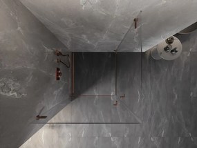 Mexen Lunar-B Duo, výklopný sprchový kút 70 x 70 cm, 8mm číre sklo, profil ružové zlato, 832-070L-070P-60-00