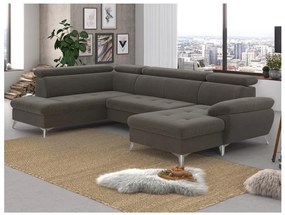 Rozkladacia rohová sedačka CATANIA do U, ľavá, hnedá, s úložným priestorom