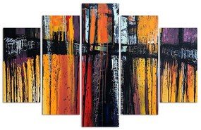 Gario Obraz na plátne Ohnivá abstrakcia - 5 dielny Rozmery: 200 x 100 cm