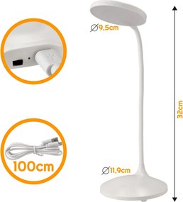 BERGE LED USB stolná lampa s batériou USTKA