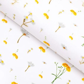 Biante Bavlnený behúň na stôl Sandra SA-497 Žlté bylinky na bielom 35x120 cm