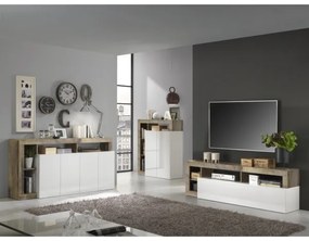 Televízny stolík LENOR biely/hnedý