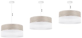 Závesné svietidlo Wood, 1x svetlobéžová dubová dýha/biele PVC tienidlo, (fi 44cm)