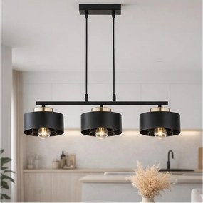 BRILAGI - Závesný luster na kábli SPRING 3xE27/60W/230V čierna/zlatá