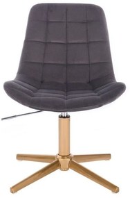 LuxuryForm DESIGN Stolička PARIS VELUR na zlatom kríži - šedá