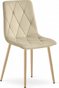 LEOBERT Čalúnená zamatová stolička - prešívaná, béžová