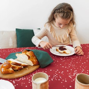 Goldea vianočný hranatý obrus valencia - hviezdičky na červenej 140 x 220 cm