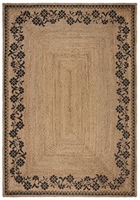 Flair Rugs koberce Kusový koberec Printed Jute Maisie Natural/Black - 120x170 cm