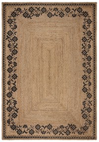 Flair Rugs, Kusový koberec Printed Jute Maisie Natural/Black, 200x290, béžová, chodba / predsieň