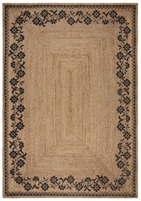 Flair Rugs koberce Kusový koberec Printed Jute Maisie Natural/Black - 80x150 cm