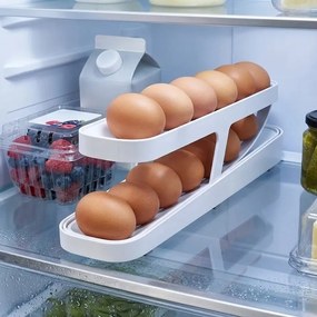 Skladací organizér na vajcia do chladničky - 2 rady - Biela