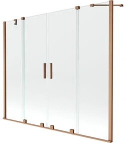 Mexen Velar Duo vaňová zástena dvojkrídlová Posuvný 180 x 150 cm, Priehľadné, kefovaná meď - 896-180-000-02-65