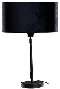 Stolová lampa čierna s oválnym zamatovým tienidlom čiernym 35 cm - Parte