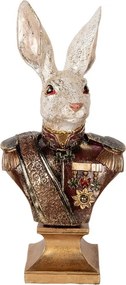 Dekorácia busta králik v uniforme so zlatým ligotom - 23*16*50 cm