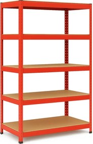 Regál 180x90x40 cm lakovaný 5-policový, nosnosť 875 kg - červený