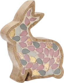 Drevený veľkonočný zajac MOSAIC BUN 15 cm, farebný