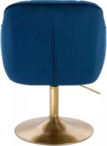 LuxuryForm DESIGN Stolička AVOLA VELUR na zlatom tanieri - modrá